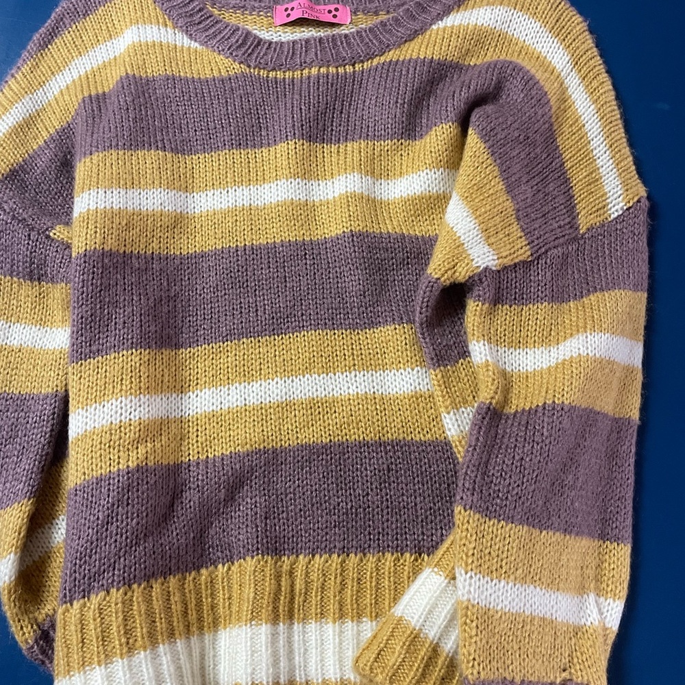 Cozy Striped Brown and Yellow Women's Sweater